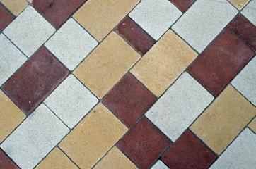 colored paving tiles closeup, texture