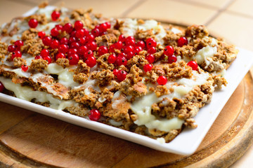 beautiful traditional cake with currant