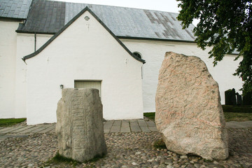 The church of Jelling and rune stones 
