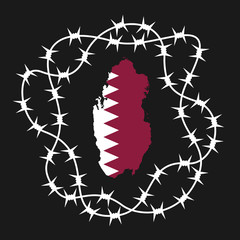 Isolation and blockade of Qatar - territory of state is closed and blocked by barbed wire