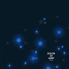 Digital glow effect lines. Circle connect technology illustration