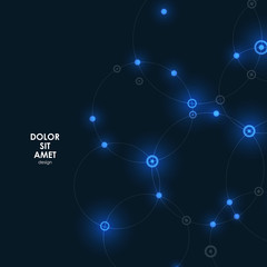 Digital glow effect lines. Circle connect technology illustration