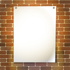 Vintage poster template mockup on brick wall