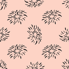 Seamless pattern with fireworks in simple scandinavian style 