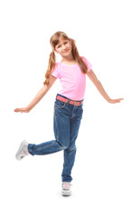 Pretty little girl on white background