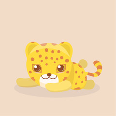 Cute Safari Leopard Cheetah Vector Illustration.