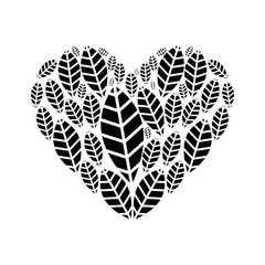 Heart with leaves icon vector illustration graphic design