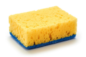 New and clean sponge for cleaning. Isolated on white background