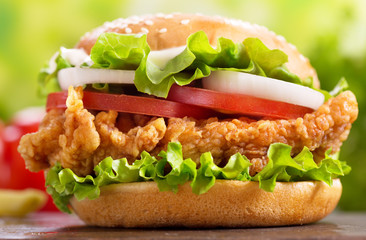 chicken burger with vegetables