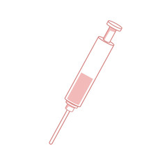 vector colored flat design medical plastic syringe with blue liquid iron needle illustration isolated dark background long shadow