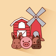 big farm flat icon vector illustration design graphic