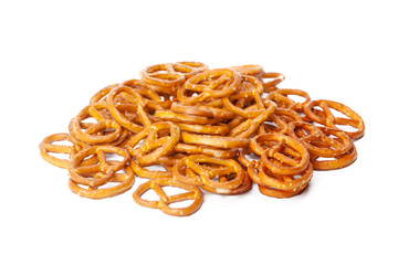 glazed and salted pretzels isolated on white background