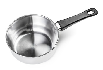 Steel saucepan isolated on white background