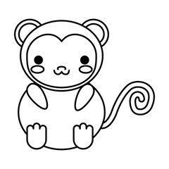 Obraz na płótnie Canvas kawaii monkey icon over white background vector illustration