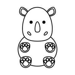 kawaii rhino icon over white background vector illustration