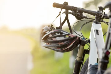 Zelfklevend Fotobehang close-up helm fiets © bannafarsai