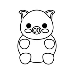 kawaii pig icon over white background vector illustration