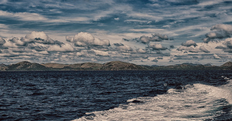   a view from  boat  and the pacific ocean