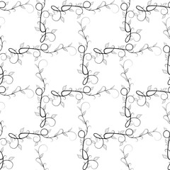 Square of twig seamless pattern