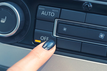 Fototapeta premium Climate control unit in the new car