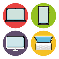 Technologic devices icons over white background vector illustration