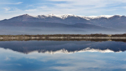 Amazing Panorama to  lake, Pirin Mountain backgroundт in Bansko, Bulgaria 