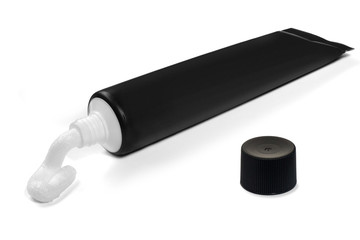 Tube of black color on a white background