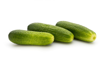 Eco cucumber on white background. Fresh vegetables.
