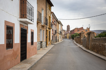 Fototapeta na wymiar a street in Lechago village, province of Teruel, Aragón, Spain