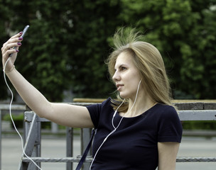 Business lady in the park
