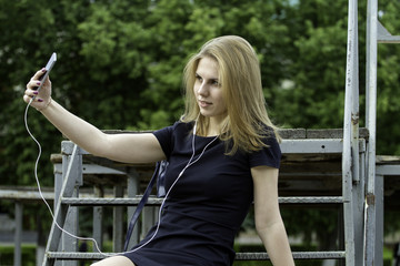 Business lady in the park