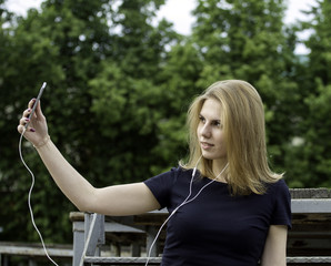 Business lady in the park