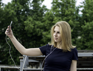 Business lady in the park