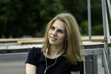 Business lady in the park