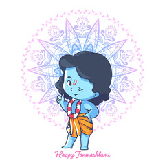Happy little Krishna with thumb up.