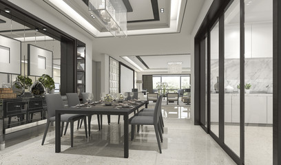 3d rendering luxury and modern restaurant and dining zone