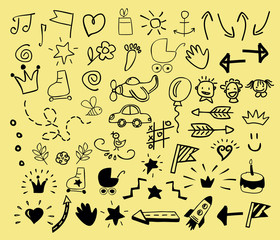 Hand drawn icons for children.