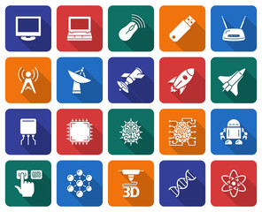 Collection of rounded square icons: High technology