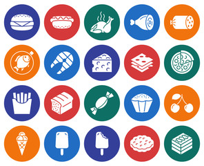 Collection of round icons: Food
