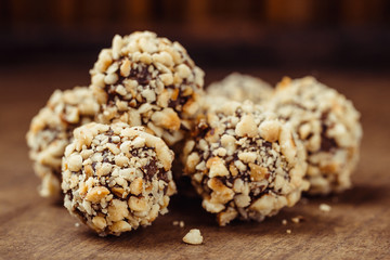 Homemade hazelnut truffle candies