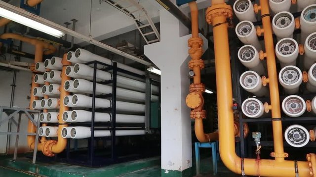 Penghu, Taiwan-03 November, 2014: Reverse osmosis and nanofiltration system in a water filtration plant in Penghu, Taiwan. Reverse osmosis and nanofiltration are pressure-driven separation processes.