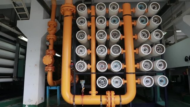 Penghu, Taiwan-03 November, 2014: Reverse osmosis and nanofiltration system in a water filtration plant in Penghu, Taiwan. Reverse osmosis and nanofiltration are pressure-driven separation processes.