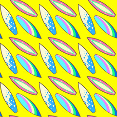 bright pattern, surf boards, vector illustration