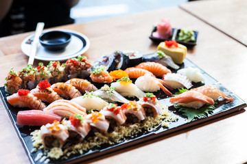 sushi set Japanese food in resturant 