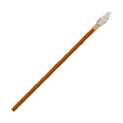 Spear isolated on white background. Hunting and military weapon prehistoric man. Primitive culture tool in flat style. Vector illustration.