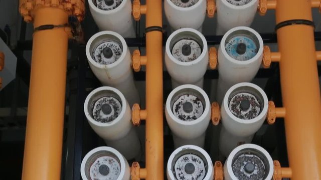 Penghu, Taiwan-03 November, 2014: Reverse osmosis and nanofiltration system in a water filtration plant in Penghu, Taiwan. Reverse osmosis and nanofiltration are pressure-driven separation processes.