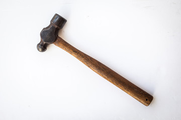 old vintage tool for wooden work, carpenter tool on white background
