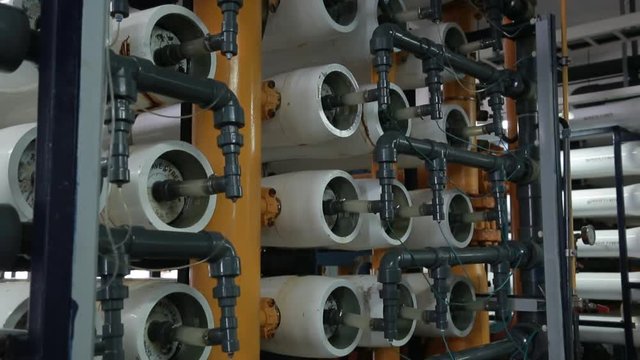 Penghu, Taiwan-03 November, 2014: Reverse osmosis and nanofiltration system in a water filtration plant in Penghu, Taiwan. Reverse osmosis and nanofiltration are pressure-driven separation processes.