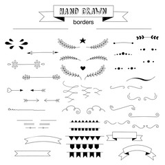 Collection of unique hand drawn vector borders. - 160596114