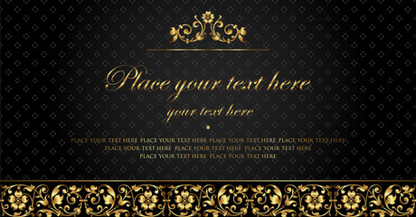 Invitation card design - luxury black and gold vintage style